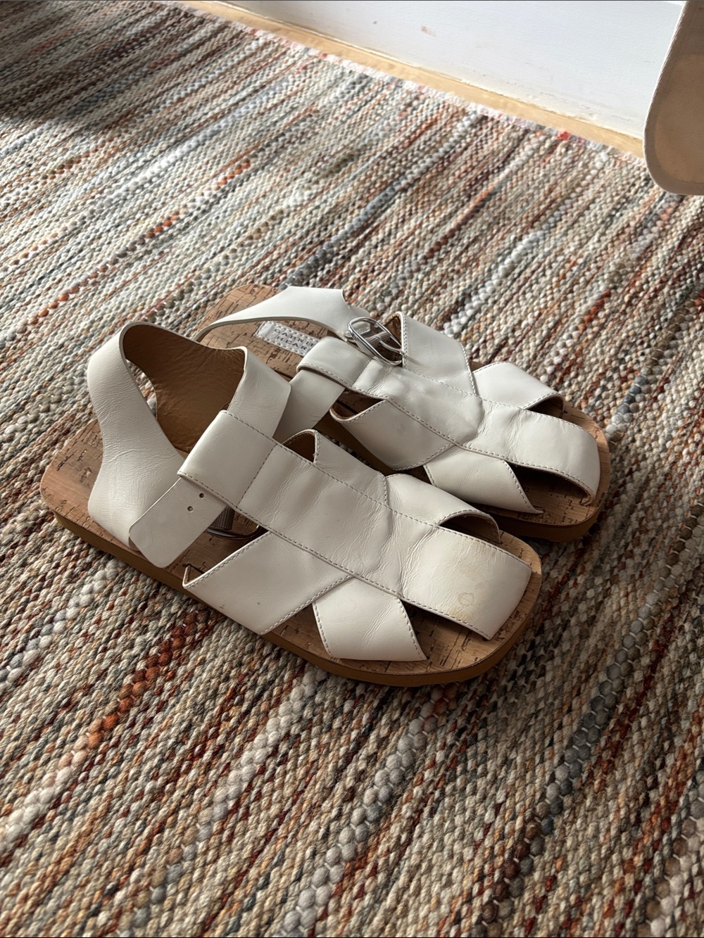 Gabriela Hearst Cream Leather Strappy Cork Sandals